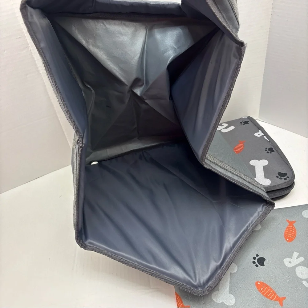 GeerDuo Heated Cat House Electric Gray Orange 16in x 16in Warm Portable Travel